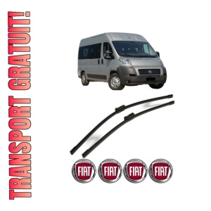 Set stergatoare FIAT DUCATO Bus (250_) din 2006-2023, pentru parbriz auto, 2 bucati, Bosch Aerotwin, din cauciuc siliconat rezistent, 4 Stickere Auto FIAT
