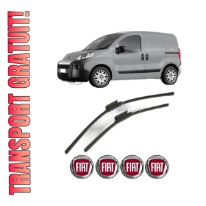 Set stergatoare FIAT FIORINO Box Body/MPV (225_) din 2007-2015, pentru parbriz auto, 2 bucati, Bosch Aerotwin, din cauciuc siliconat rezistent, 4 Stickere Auto FIAT