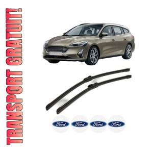 Set stergatoare FORD FOCUS IV Turnier (HP) din 2018-2022, pentru parbriz auto, 2 bucati, Bosch Aerotwin, din cauciuc siliconat rezistent, 4 Stickere Auto FORD