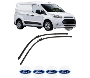 Set stergatoare FORD TRANSIT CONNECT MPV din 2013-2018, pentru parbriz auto, 2 bucati, Valeo Silencio, din cauciuc siliconat rezistent, 4 Stickere Auto FORD v35730