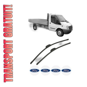 Set stergatoare FORD TRANSIT Platform/Chassis (FM_ _, FN_ _, FF_ _) din 2006-2011, pentru parbriz auto, 2 bucati, Bosch Aerotwin Retrofit, din cauciuc siliconat rezistent, 4 Stickere Auto FORD