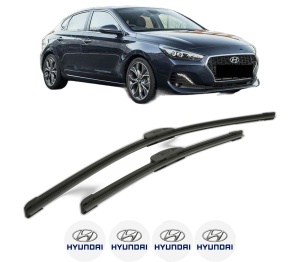Set stergatoare HYUNDAI i30 FASTBACK (PDE, PDEN) din 2017-2021, pentru parbriz auto, 2 bucati, Bosch Aerotwin Retrofit, din cauciuc siliconat rezistent, 4 Stickere Auto HYUNDAI v44765