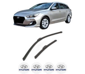 Set stergatoare HYUNDAI i30 Kombi Van (GDE, GD) din 2015, pentru parbriz auto, 2 bucati, Bosch Aerotwin Retrofit, din cauciuc siliconat rezistent, 4 Stickere Auto HYUNDAI v53505