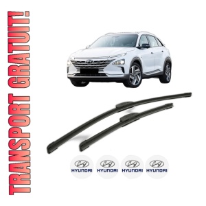Set stergatoare HYUNDAI NEXO (FE) din 2018, pentru parbriz auto, 2 bucati, Bosch Aerotwin Retrofit, din cauciuc siliconat rezistent, 4 Stickere Auto HYUNDAI