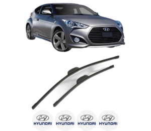 Set stergatoare HYUNDAI VELOSTER (FS) din 2011-2017, pentru parbriz auto, 2 bucati, Bosch Aerotwin Retrofit, din cauciuc siliconat rezistent, 4 Stickere Auto HYUNDAI v44145