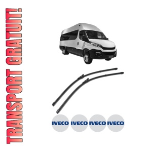 Set stergatoare Iveco DAILY VI Bus din 2014-2021, pentru parbriz auto, 2 bucati, Valeo Silencio Xtrm, din cauciuc siliconat rezistent, 4 Stickere Auto Iveco