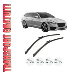 Set stergatoare JAGUAR XF SPORTBRAKE (X250) din 2012-2015, pentru parbriz auto, 2 bucati, Valeo Silencio Xtrm, din cauciuc siliconat rezistent, 4 Stickere Auto JAGUAR