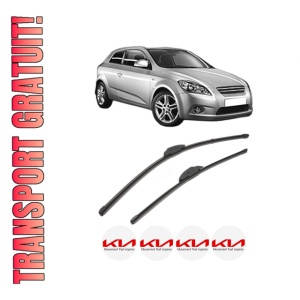 Set stergatoare KIA CEE'D Hatchback (ED) din 2006-2012, pentru parbriz auto, 2 bucati, Valeo Silencio Xtrm, din cauciuc siliconat rezistent, 4 Stickere Auto KIA