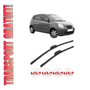 Set stergatoare KIA PICANTO I (SA) din 2004-2009, pentru parbriz auto, 2 bucati, Bosch Aerotwin Retrofit, din cauciuc siliconat rezistent, 4 Stickere Auto KIA