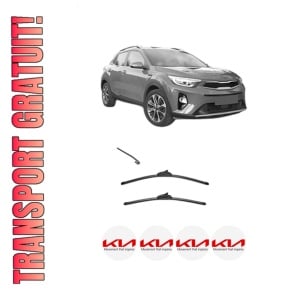 Set stergatoare KIA STONIC (YB) din 2017-2023, pentru parbriz auto, 2 bucati, Valeo Silencio, din cauciuc siliconat rezistent, 4 Stickere Auto KIA