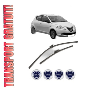 Set stergatoare LANCIA YPSILON (312_) din 2011-2021, pentru parbriz auto, 2 bucati, Valeo Silencio Xtrm, din cauciuc siliconat rezistent, 4 Stickere Auto LANCIA