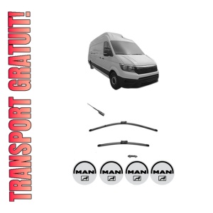Set stergatoare MAN TGE Van din 2017-2024, pentru parbriz auto, 2 bucati, Valeo Silencio, din cauciuc siliconat rezistent, 4 Stickere Auto MAN