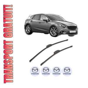Set stergatoare MAZDA 3 (BM, BN) din 2013-2019, pentru parbriz auto, 2 bucati, Bosch Aerotwin Retrofit, din cauciuc siliconat rezistent, 4 Stickere Auto MAZDA
