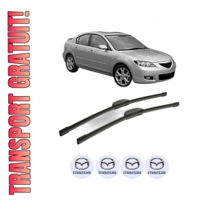 Set stergatoare MAZDA 3 Saloon (BK) din 2003-2009, pentru parbriz auto, 2 bucati, Bosch Aerotwin Retrofit, din cauciuc siliconat rezistent, 4 Stickere Auto MAZDA