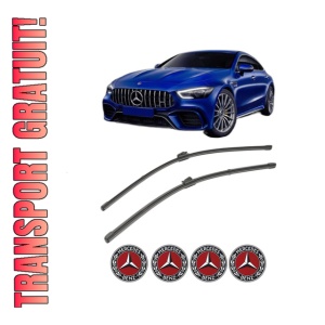 Set stergatoare MERCEDES-BENZ AMG GT (X290) din 2018-2022, pentru parbriz auto, 2 bucati, Valeo Silencio, din cauciuc siliconat rezistent, 4 Stickere Auto MERCEDES-BENZ