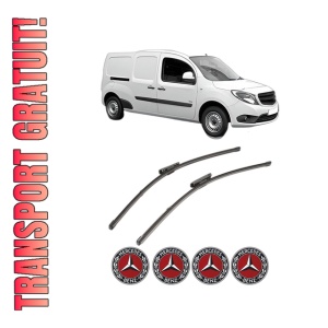 Set stergatoare MERCEDES-BENZ CITAN Box Body/MPV (W415) din 2012-2021, pentru parbriz auto, 2 bucati, Valeo Silencio Xtrm, din cauciuc siliconat rezistent, 4 Stickere Auto MERCEDES-BENZ