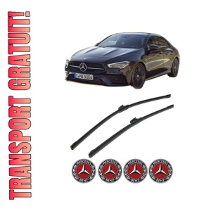 Set stergatoare MERCEDES-BENZ CLA (C118) din 2019-2023, pentru parbriz auto, 2 bucati, Bosch Aerotwin, din cauciuc siliconat rezistent, 4 Stickere Auto MERCEDES-BENZ