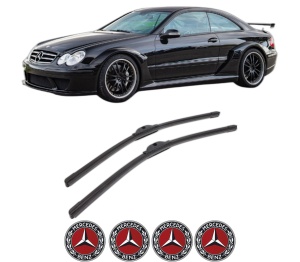 Set stergatoare MERCEDES-BENZ CLK (C209) din 2002-2009, pentru parbriz auto, 2 bucati, Bosch Aerotwin, din cauciuc siliconat rezistent, 4 Stickere Auto MERCEDES-BENZ v51805