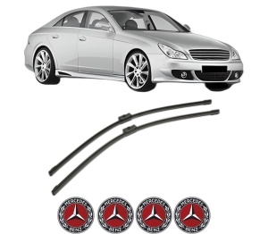 Set stergatoare MERCEDES-BENZ CLS (C219) din 2004-2010, pentru parbriz auto, 2 bucati, Bosch Aerotwin, din cauciuc siliconat rezistent, 4 Stickere Auto MERCEDES-BENZ v43415
