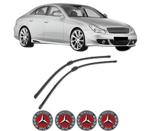 Set stergatoare MERCEDES-BENZ CLS (C219) din 2004-2010, pentru parbriz auto, 2 bucati, Valeo Silencio Xtrm, din cauciuc siliconat rezistent, 4 Stickere Auto MERCEDES-BENZ v40470