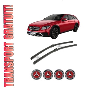 Set stergatoare MERCEDES-BENZ E-CLASS T-Model (S213) din 2016-2023, pentru parbriz auto, 2 bucati, Bosch Aerotwin, din cauciuc siliconat rezistent, 4 Stickere Auto MERCEDES-BENZ