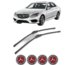 Set stergatoare MERCEDES-BENZ E-CLASS (W213) din 2016-2023, pentru parbriz auto, 2 bucati, Bosch Aerotwin, din cauciuc siliconat rezistent, 4 Stickere Auto MERCEDES-BENZ v51085