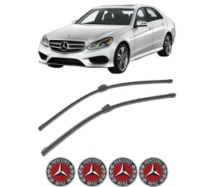 Set stergatoare MERCEDES-BENZ E-CLASS (W213) din 2016-2023, pentru parbriz auto, 2 bucati, Valeo Silencio, din cauciuc siliconat rezistent, 4 Stickere Auto MERCEDES-BENZ v37050