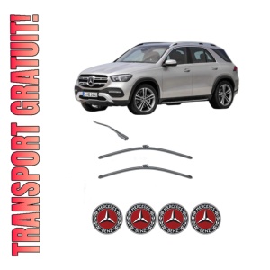 Set stergatoare MERCEDES-BENZ GLE (V167) din 2018-2023, pentru parbriz auto, 2 bucati, Valeo Silencio Xtrm, din cauciuc siliconat rezistent, 4 Stickere Auto MERCEDES-BENZ
