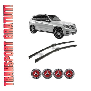 Set stergatoare MERCEDES-BENZ GLK-CLASS (X204) din 2008-2015, pentru parbriz auto, 2 bucati, Bosch Aerotwin, din cauciuc siliconat rezistent, 4 Stickere Auto MERCEDES-BENZ