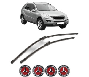 Set stergatoare MERCEDES-BENZ M-CLASS (W164) din 2005-2011, pentru parbriz auto, 2 bucati, Valeo Silencio Xtrm, din cauciuc siliconat rezistent, 4 Stickere Auto MERCEDES-BENZ v40230