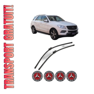 Set stergatoare MERCEDES-BENZ M-CLASS (W166) din 2011-2015, pentru parbriz auto, 2 bucati, Valeo Silencio Xtrm, din cauciuc siliconat rezistent, 4 Stickere Auto MERCEDES-BENZ