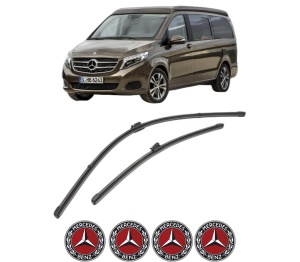 Set stergatoare MERCEDES-BENZ MARCO POLO Camper (W447) din 2015-2021, pentru parbriz auto, 2 bucati, Valeo Silencio Xtrm, din cauciuc siliconat rezistent, 4 Stickere Auto MERCEDES-BENZ v35190