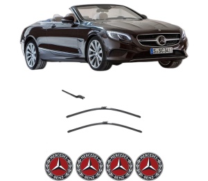 Set stergatoare MERCEDES-BENZ S-CLASS Convertible (A217) din 2015-2020, pentru parbriz auto, 2 bucati, Valeo AquaBlade, din cauciuc siliconat rezistent, 4 Stickere Auto MERCEDES-BENZ v40710