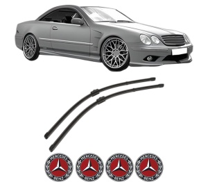 Set stergatoare MERCEDES-BENZ S-CLASS Coupe (C215) din 1999-2006, pentru parbriz auto, 2 bucati, Valeo Silencio, din cauciuc siliconat rezistent, 4 Stickere Auto MERCEDES-BENZ v35850