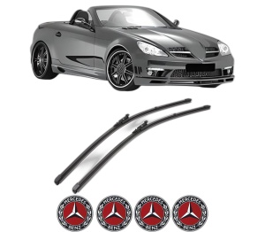 Set stergatoare MERCEDES-BENZ SLK (R171) din 2004-2011, pentru parbriz auto, 2 bucati, Valeo Silencio Xtrm, din cauciuc siliconat rezistent, 4 Stickere Auto MERCEDES-BENZ v40170