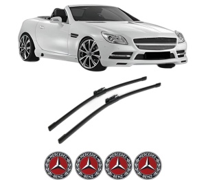 Set stergatoare MERCEDES-BENZ SLK (R172) din 2011-2015, pentru parbriz auto, 2 bucati, Bosch Aerotwin, din cauciuc siliconat rezistent, 4 Stickere Auto MERCEDES-BENZ v43055