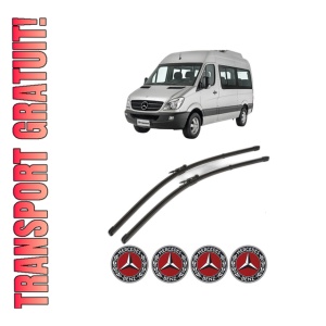 Set stergatoare MERCEDES-BENZ SPRINTER 3,5-t Bus (B906) din 2006-2020, pentru parbriz auto, 2 bucati, Valeo Silencio Xtrm, din cauciuc siliconat rezistent, 4 Stickere Auto MERCEDES-BENZ