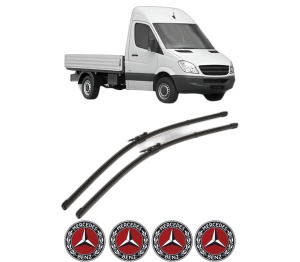 Set stergatoare MERCEDES-BENZ SPRINTER 3,5-t Platform/Chassis (B906) din 2006-2018, pentru parbriz auto, 2 bucati, Valeo Silencio Xtrm, din cauciuc siliconat rezistent, 4 Stickere Auto MERCEDES-BENZ v39930