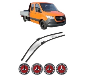 Set stergatoare MERCEDES-BENZ SPRINTER 3,5-t Platform/Chassis (B907, B910) din 2018-2024, pentru parbriz auto, 2 bucati, Valeo Silencio Xtrm, din cauciuc siliconat rezistent, 4 Stickere Auto MERCEDES-BENZ v35970
