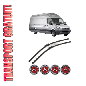 Set stergatoare MERCEDES-BENZ SPRINTER 5-t Van (B906) din 2006-2018, pentru parbriz auto, 2 bucati, Valeo Silencio Xtrm, din cauciuc siliconat rezistent, 4 Stickere Auto MERCEDES-BENZ