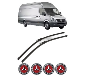Set stergatoare MERCEDES-BENZ SPRINTER 5-t Van (B906) din 2006-2018, pentru parbriz auto, 2 bucati, Valeo Silencio Xtrm, din cauciuc siliconat rezistent, 4 Stickere Auto MERCEDES-BENZ v39870