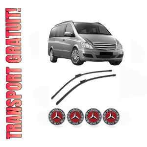 Set stergatoare MERCEDES-BENZ VIANO (W639) din 2003-2014, pentru parbriz auto, 2 bucati, Bosch Aerotwin, din cauciuc siliconat rezistent, 4 Stickere Auto MERCEDES-BENZ
