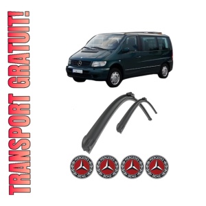Set stergatoare MERCEDES-BENZ VITO Van (W638) din 1997-1999, pentru parbriz auto, 2 bucati, Bosch Aerotwin Retro Truck, din cauciuc siliconat rezistent, 4 Stickere Auto MERCEDES-BENZ