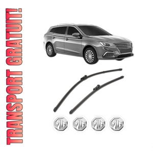 Set stergatoare MG MG 5 Estate din 2020, pentru parbriz auto, 2 bucati, Valeo Silencio Xtrm, din cauciuc siliconat rezistent, 4 Stickere Auto MG