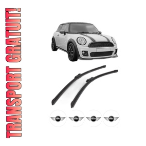 Set stergatoare MINI MINI CLUBMAN (F54) din 2014-2024, pentru parbriz auto, 2 bucati, Bosch Aerotwin, din cauciuc siliconat rezistent, 4 Stickere Auto MINI