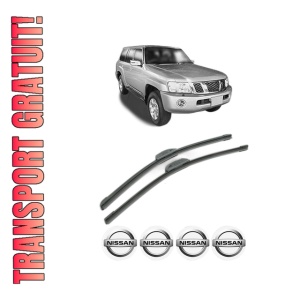 Set stergatoare NISSAN PATROL GR V Platform/Chassis (Y61) din 2007, pentru parbriz auto, 2 bucati, Bosch Aerotwin Retrofit, din cauciuc siliconat rezistent, 4 Stickere Auto NISSAN