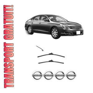 Set stergatoare NISSAN TEANA II (J32) din 2008-2013, pentru parbriz auto, 2 bucati, Valeo Silencio, din cauciuc siliconat rezistent, 4 Stickere Auto NISSAN