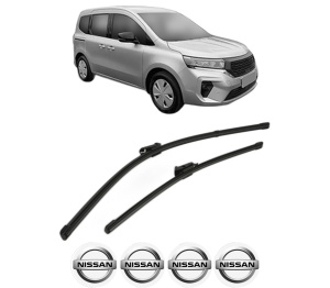 Set stergatoare NISSAN TOWNSTAR Box Body/MPV (XFK) din 2021-2022, pentru parbriz auto, 2 bucati, Valeo Silencio, din cauciuc siliconat rezistent, 4 Stickere Auto NISSAN v33990