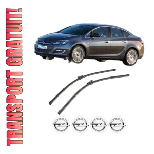 Set stergatoare OPEL ASTRA J Saloon din 2012-2015, pentru parbriz auto, 2 bucati, Valeo Silencio Xtrm, din cauciuc siliconat rezistent, 4 Stickere Auto OPEL