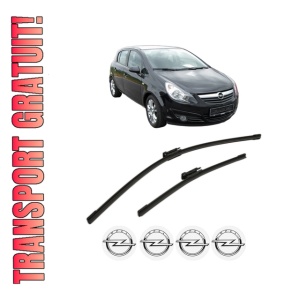 Set stergatoare OPEL CORSA D (S07) din 2006-2014, pentru parbriz auto, 2 bucati, Bosch Aerotwin Multi, din cauciuc siliconat rezistent, 4 Stickere Auto OPEL